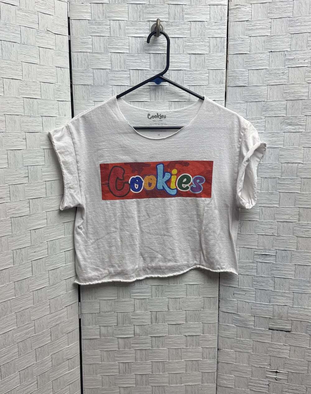 Cookies Graphic T-Shirt Size M White Crew Neck Crop Top
